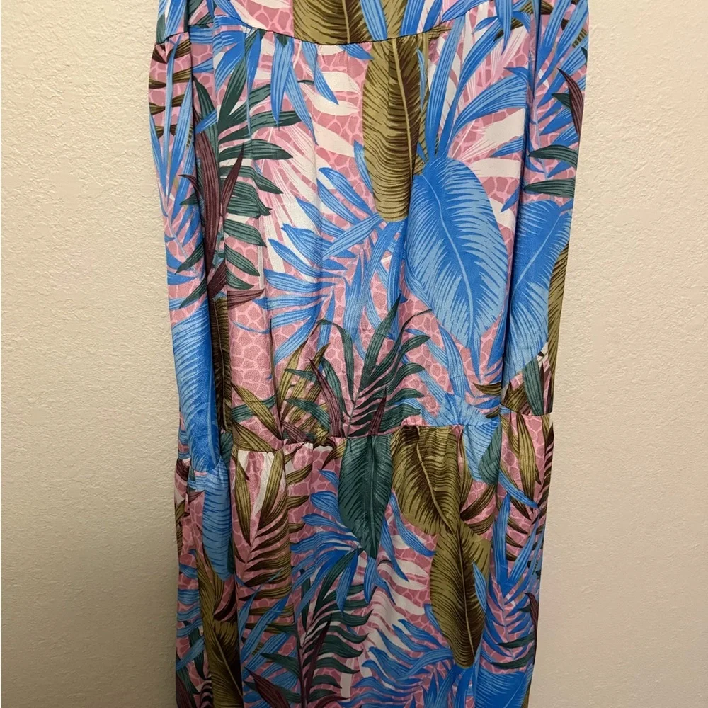New never worn ASOS Blue and Pink Leaf Print Dress - Picture 7 of 7